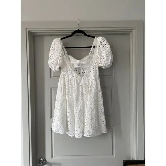 NWT For Love & Lemons Becca Mini Dress White Small Eyelet S - Picture 5 of 10